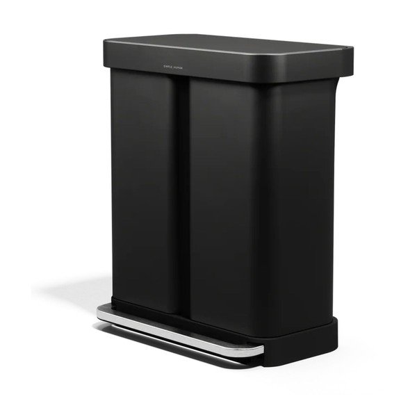 Matne čierny oceľový odpadkový kôš 34+24 l na triedený odpad/pedálový – simplehuman-image-3