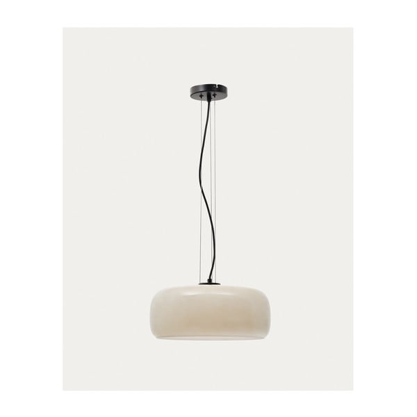 LED závesné svietidlo sivobéžové so skleneným tienidlom ø 38 cm Reig – Kave Home-image-3