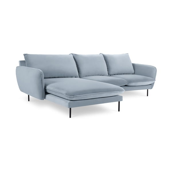 Svetlomodrá zamatová rohová pohovka (ľavý roh) Vienna – Cosmopolitan Design