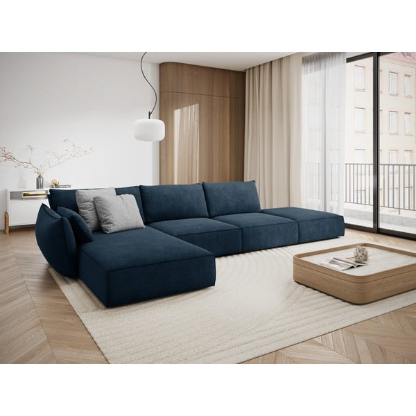 Tmavomodrá rohová pohovka (ľavý roh) Vanda - Mazzini Sofas-image-1