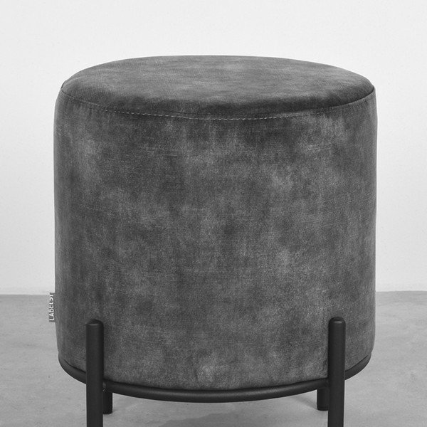 Tmavosivý zamatový taburet Troy – LABEL51-image-1