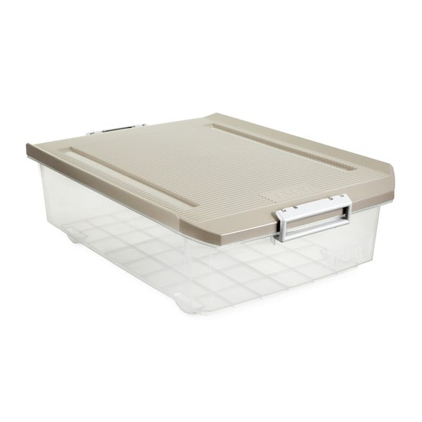 Priehľadný úložný box pod posteľ s béžovým vekom Ta-Tay Storage Box, 32 l
