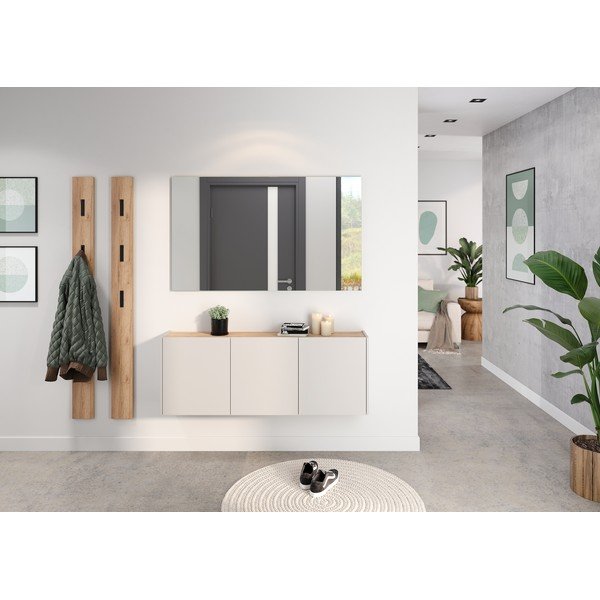 Krémová závesná skrinka v dekore duba 138x52x25 cm Libbiano – Germania-image-1