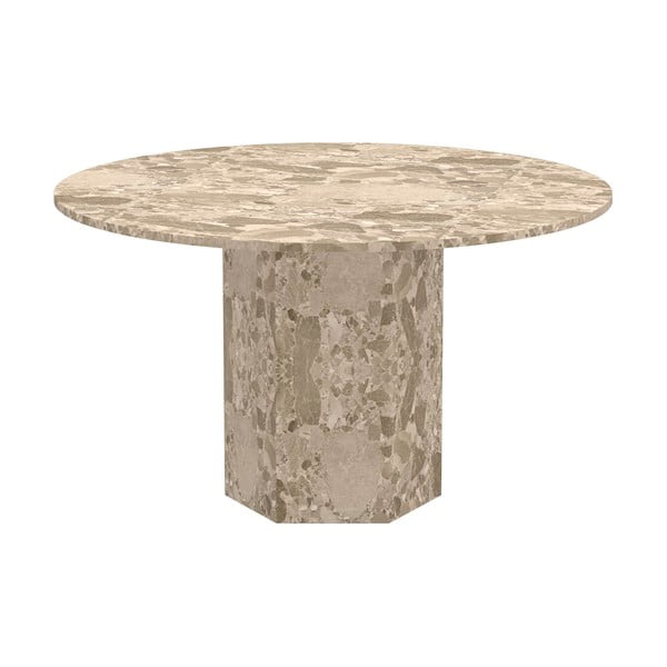 Svetlohnedý mramorový okrúhly jedálenský stôl ø 130 cm Naxos – Actona