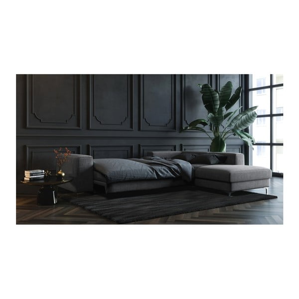 Tmavosivá rozkladacia rohová pohovka Devichy Rothe, pravý roh-image-3