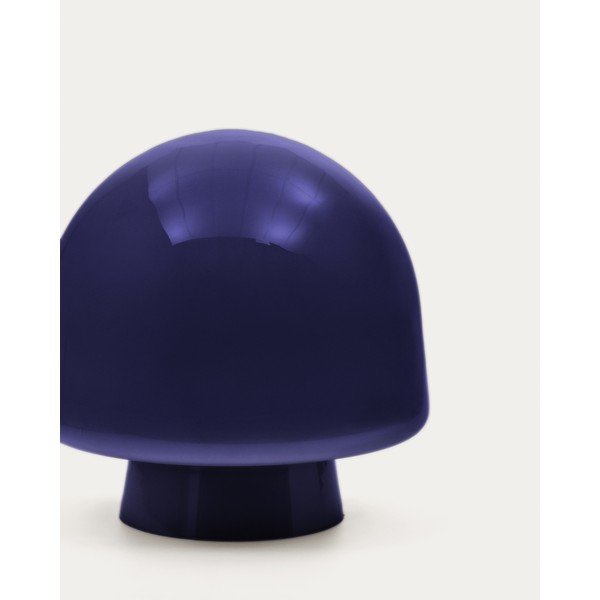 Tmavomodrá stolová lampa so skleneným tienidlom (výška 20 cm) Reig – Kave Home-image-2