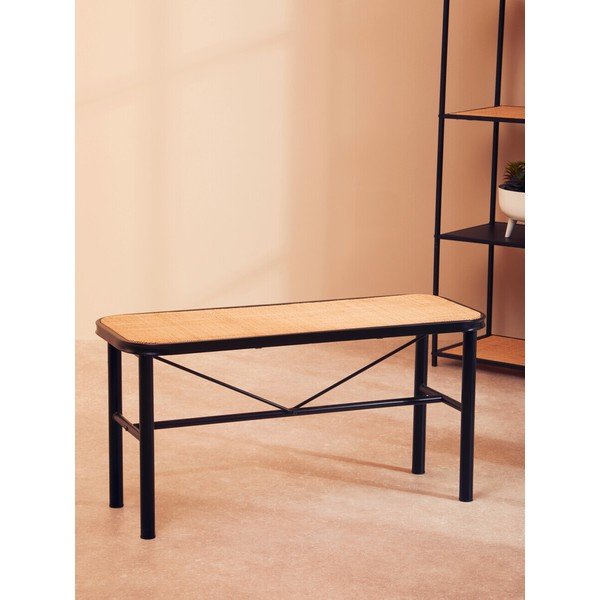 Čierna/v prírodnej farbe ratanová lavica Depok – Premier Housewares-image-1