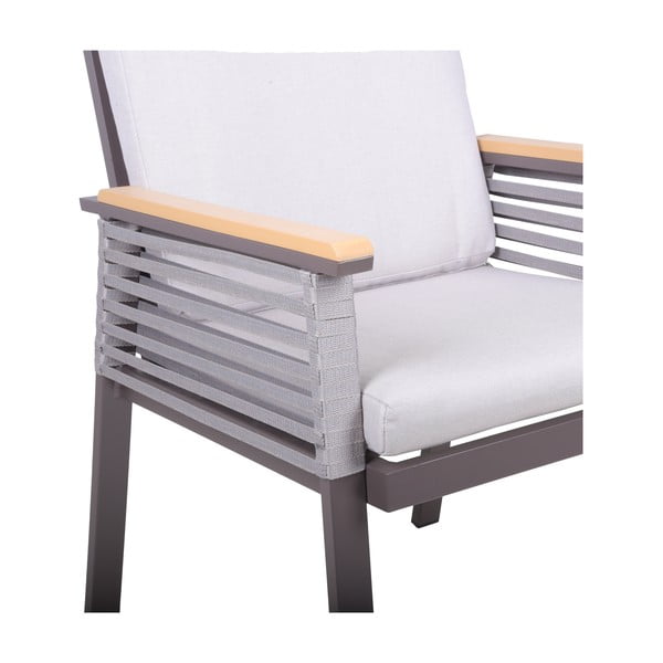 Svetlosivé kovové záhradné kreslo Denia – Garden Pleasure-image-2