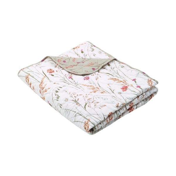 Zelený/béžový bavlnený prešívaný pléd 200x220 cm Grasmere Floral – Catherine Lansfield