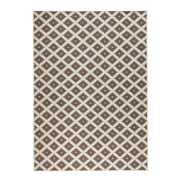 Hnedo-krémový obojstranný koberec vhodný aj do exteriéru Bougari Nizza, 120 × 170 cm