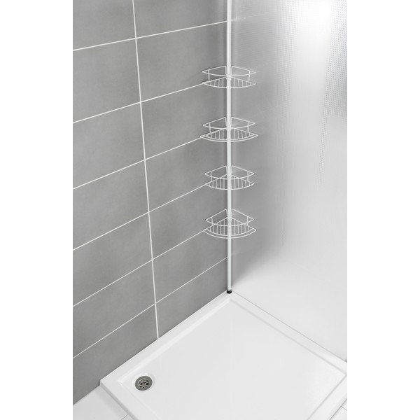 Biela rohová teleskopická kúpeľňová polička z nehrdzavejúcej ocele Dolcedo – Wenko-image-2