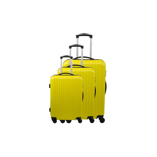 Sada 3 kufrov Roues Cadenas Neon Yellow, 105 l/72 l/40 l