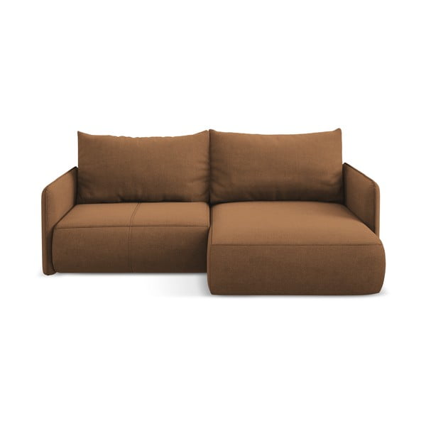 Oranžová rozkladacia/s úložným priestorom rohová pohovka (pravý roh) Nanea – Makamii