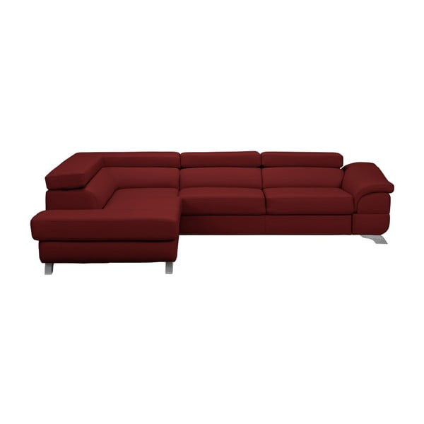 Červená rozkladacia rohová pohovka koženkového vzhľadu Windsor & Co Sofas Gamma, ľavý roh