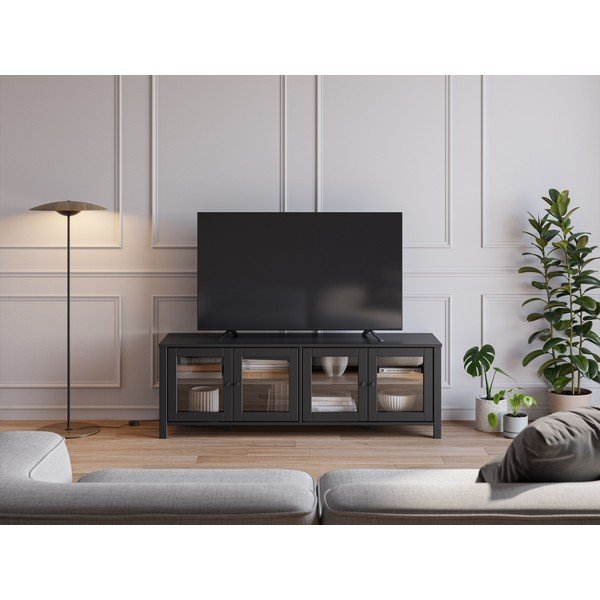 Čierny TV stolík z borovicového dreva 150x50x40 cm Alessandra – Marckeric-image-1