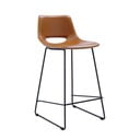 Koňakovohnedá barová stolička z imitácie kože (výška sedadla 65 cm) Zahara – Kave Home