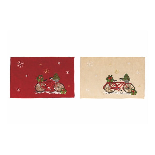 Súprava 2 vianočných prestieraní Villa d'Este Xmas Bicycle, 30 x 45 cm