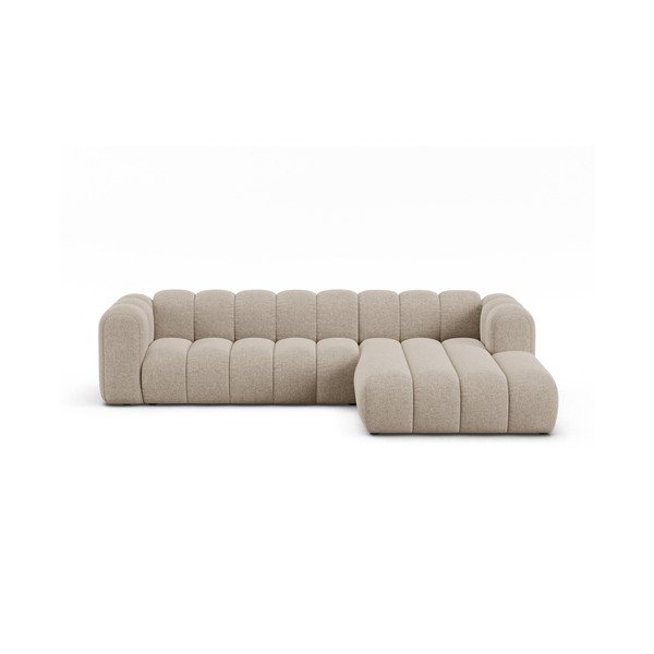 Béžová ženilková rohová pohovka (pravý roh/s leňoškou) Lupine – Micadoni 