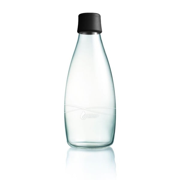 Čierna sklenená fľaša ReTap s doživotnou zárukou, 800 ml