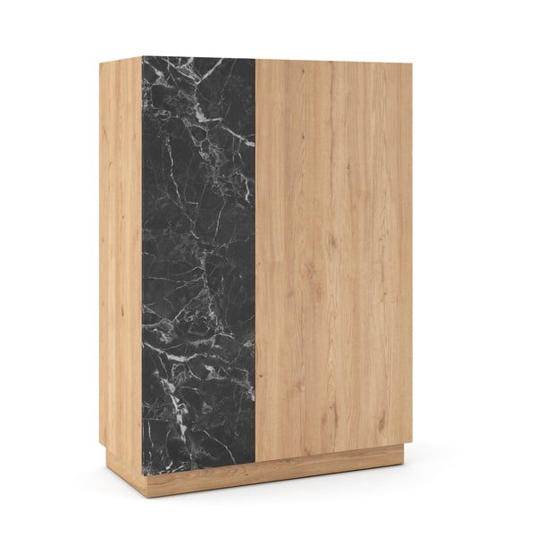 Čierna/prírodná skrinka v dekore duba 90x127 cm Dione – Marckeric-image-2
