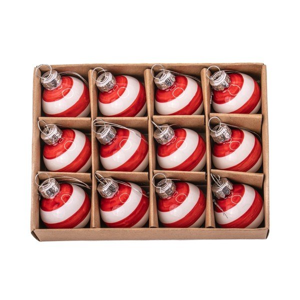 Sklenené ručne vyrábané vianočné gule v súprave 12 ks ø 3 cm Bauble Stripe – Sass & Belle-image-1