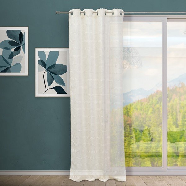 Bielo-béžový záves s prímesou ľanu 140x260 cm Nodes – Casa Selección-image-1