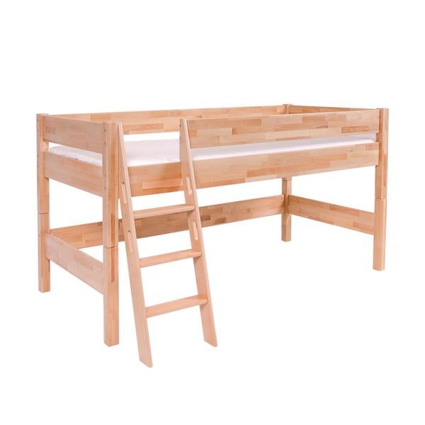 Detská poschodová posteľ z masívneho bukového dreva Mobi furniture Nik, 200 × 90 cm