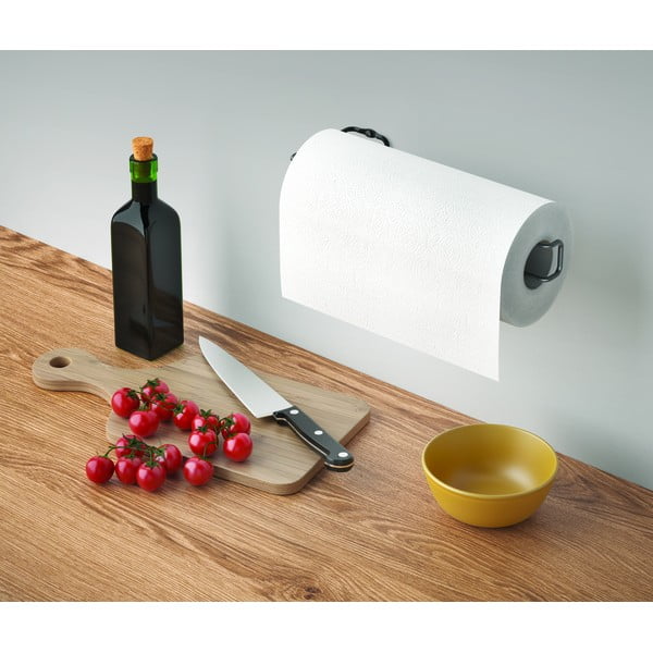 Čierny nástenný držiak na kuchynské utierky Metaltex-image-2