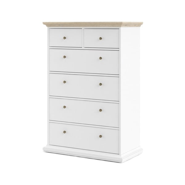 Biela komoda s detailmi v dubovom dekore Tvilum Paris, 96 x 140 cm-image-2