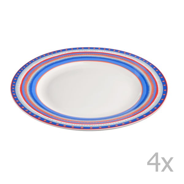 Sada 4 porcelánových tanierikov Oilily 22 cm, modrá