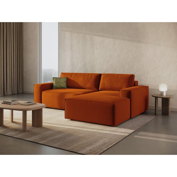 Rozkladacia rohová pohovka v tehlovej farbe (pravý roh) Jodie – Micadoni Home-image-1