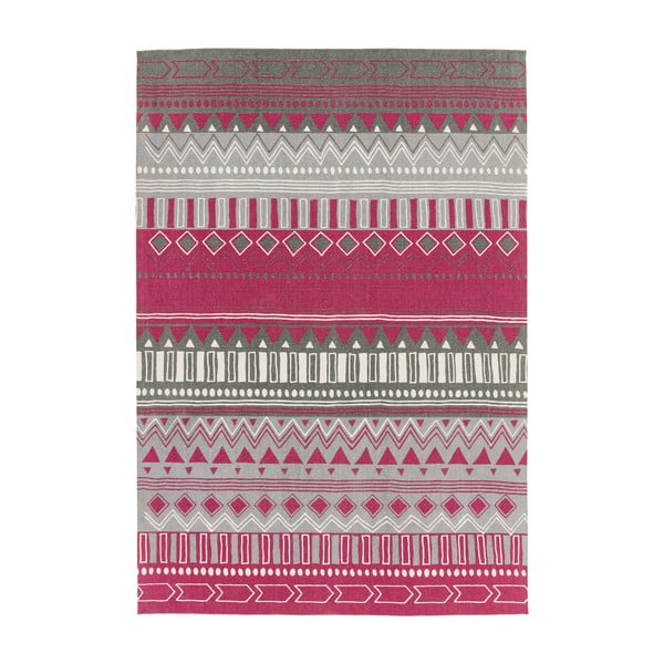 Tmavoružový koberec Asiatic Carpets Tribal Mix, 120 x 170 cm