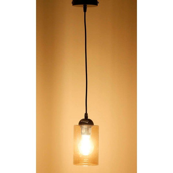 Čierne závesné svietidlo so skleneným tienidlom ø 10 cm Bistro - Candellux Lighting-image-4