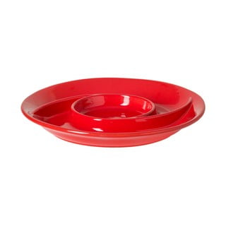 Červený kameninový tanier na dobroty Casafina Chip&Dip, ø 32,3 cm