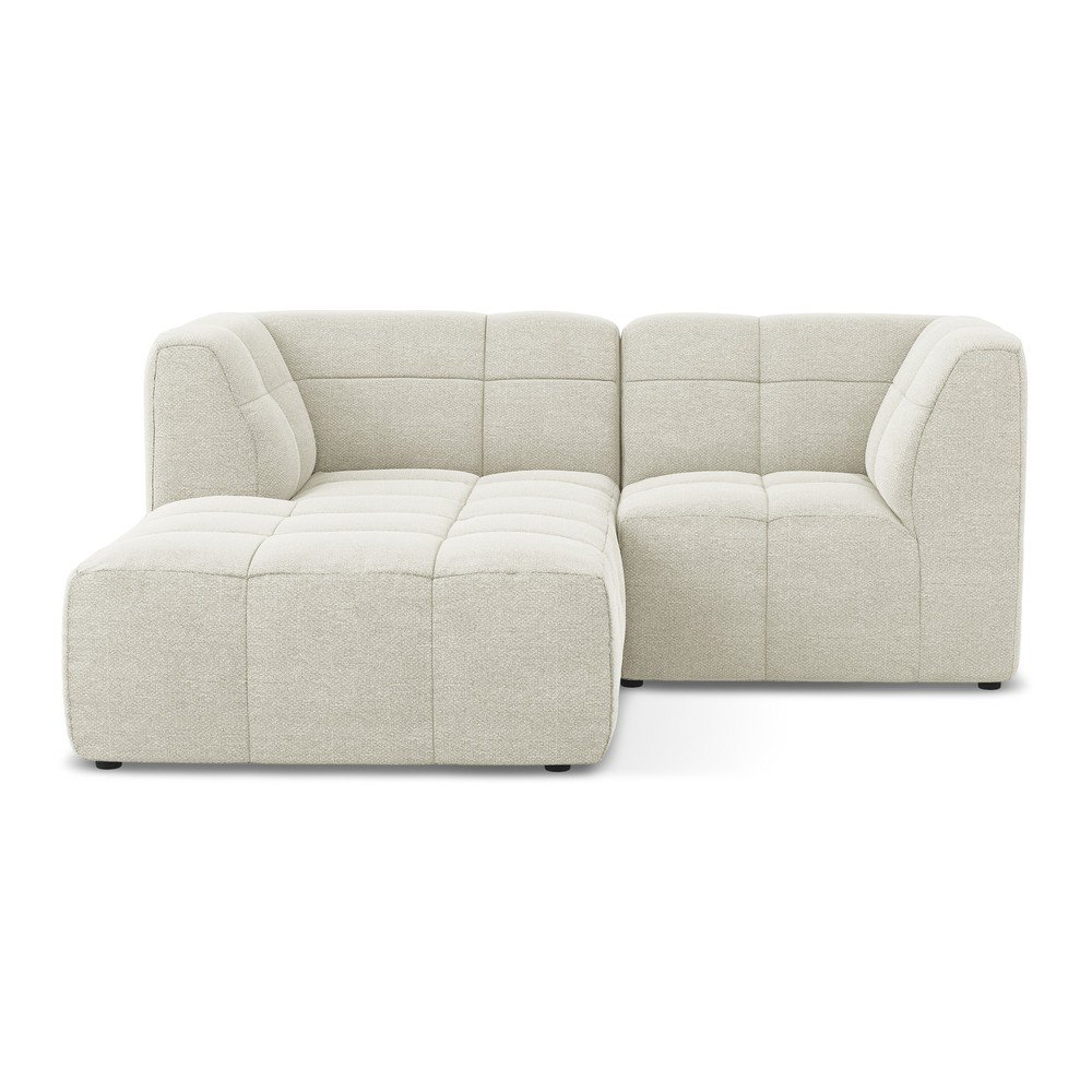 Béžová rohová pohovka z textílie buklé (ľavý roh/s leňoškou) Aloha – Makamii