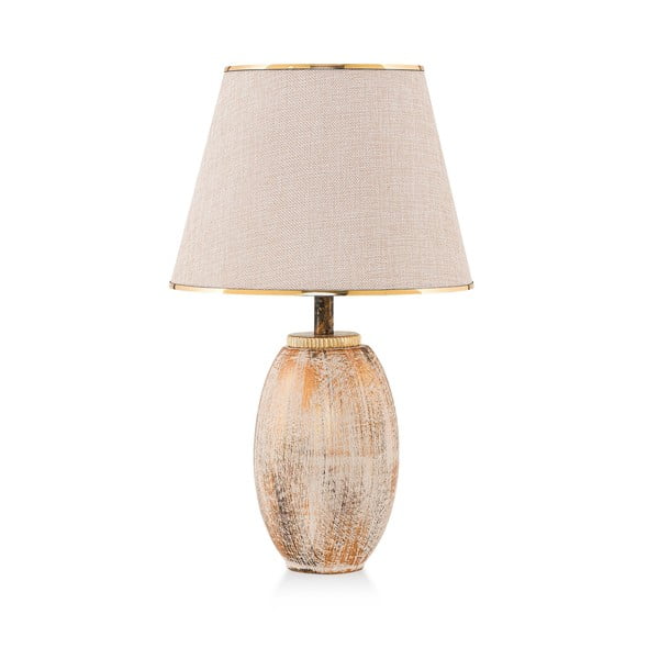 Krémovobiela/v zlatej farbe stolová lampa s textilným tienidlom (výška  50 cm) Yakamoz – Opviq lights