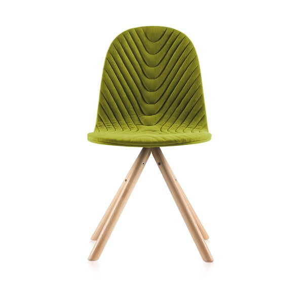 Zelená stolička s prírodnými nohami IKER Mannequin Wave