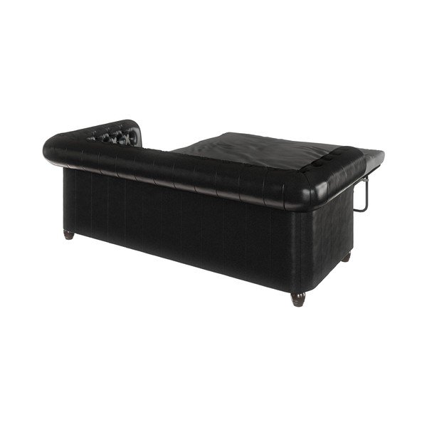 Čierna rozkladacia pohovka z imitácie kože 203 cm York - Ropez-image-4