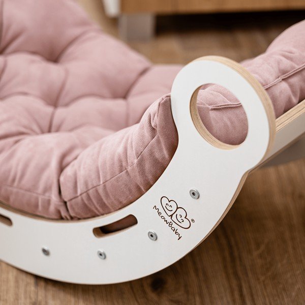 Biela hojdačka z borovicového dreva 39x75x38 cm Montessori – Meowbaby-image-1