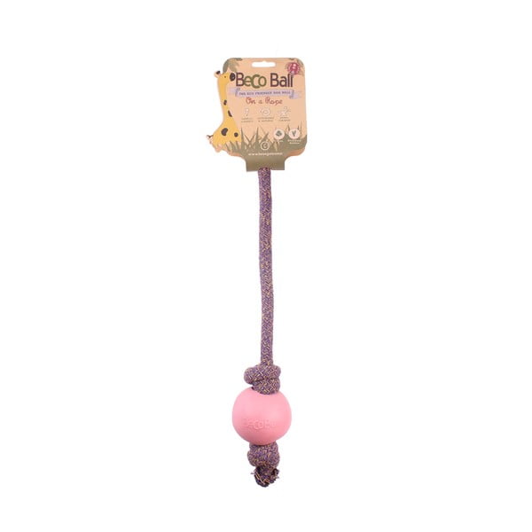Povraz s loptičkou na hranie Beco Rope 45 cm, ružový