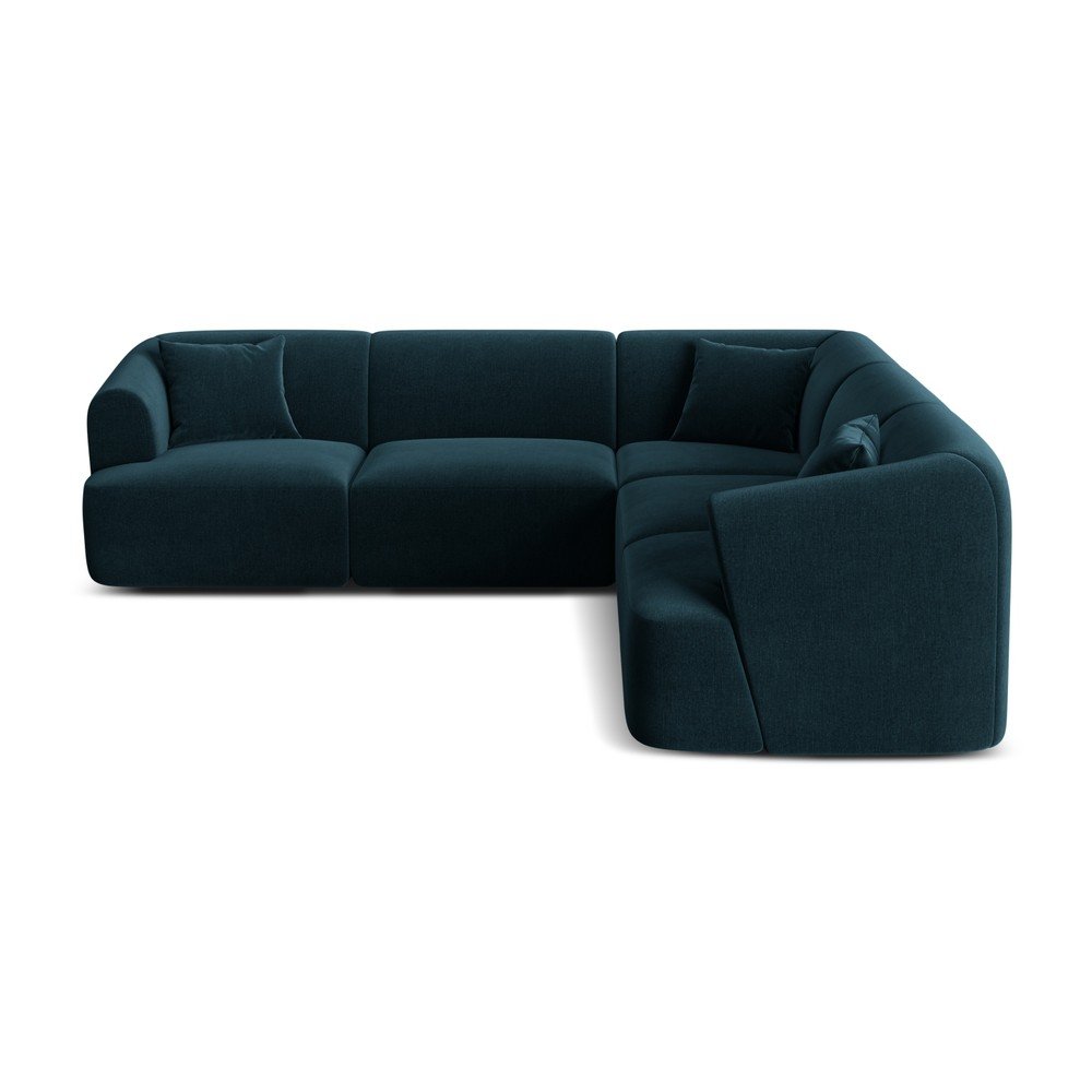 Zamatová rohová pohovka v petrolejovej farbe Campi – Cosmopolitan Design