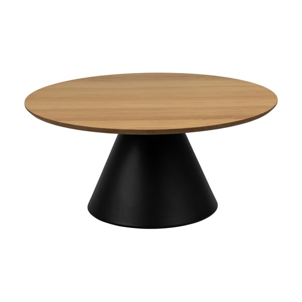 Čierny/v prírodnej farbe okrúhly konferenčný stolík s doskou v dubovom dekore ø 85 cm Soli – Actona