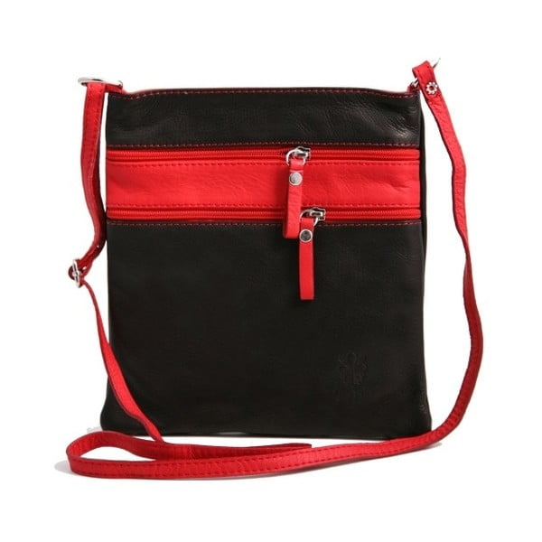 Čierna-červená kabelka z pravej kože GIANRO' Wull