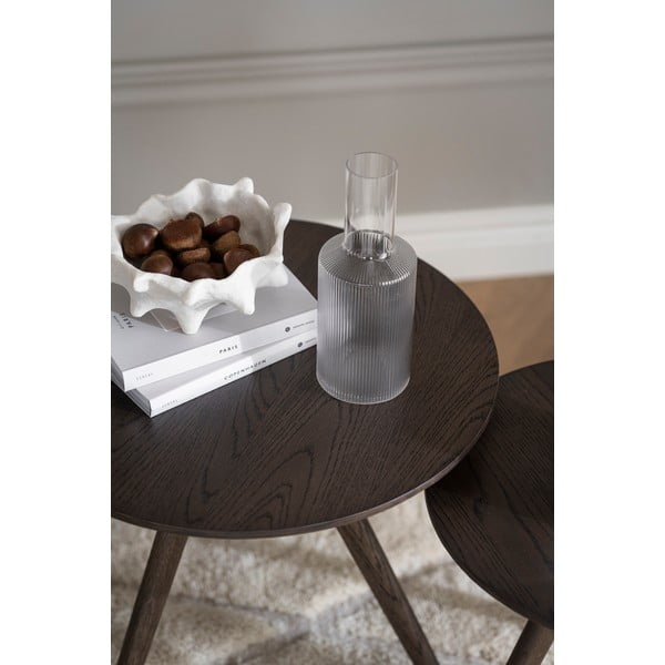 Okrúhly odkladací stolík s doskou v dubovom dekore ø 50 cm Yumi – Rowico-image-3