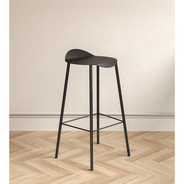 Čierna kožená barová stolička Flamingo Bull – LIND DNA-image-1