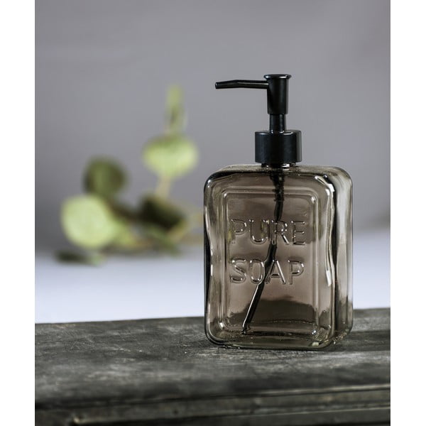 Sivý sklenený dávkovač na mydlo Wenko Pure Soap-image-1