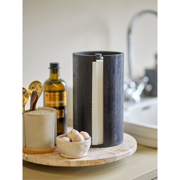 Čierny drevený stojan na papierové utierky ø 14,5 cm Celian – Bloomingville-image-1