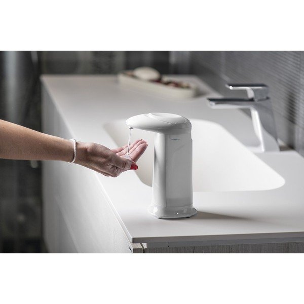 Biely bezdotykový plastový dávkovač mydla 350 ml Aqualine  – Sapho-image-1