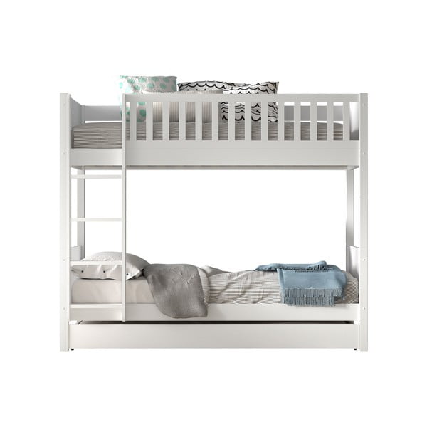 Biela poschodová detská posteľ z borovicového dreva s úložným priestorom 90x200 cm SCOTT – Vipack