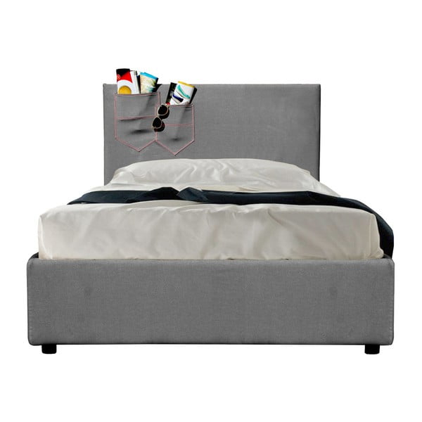 Sivá jednolôžková posteľ s úložným priestorom a matracom 13Casa Task, 80 x 190 cm